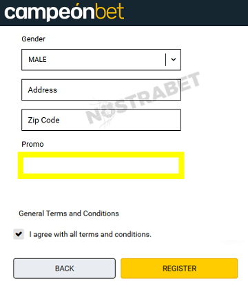 Campeonbet bonus code enter