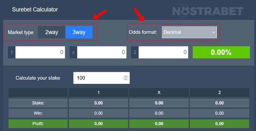 surebet calculator market type